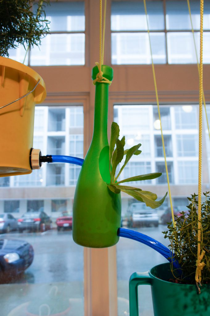Water Trickles from bucket to toy bat